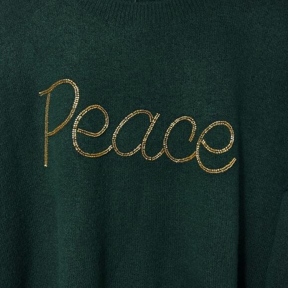 VINCE CAMUTO WOMEN'S HOLIDAY GREEN GOLD PEACE LONG SLEEVE SWEATER SIZE XXL NWT - Picture 4 of 7